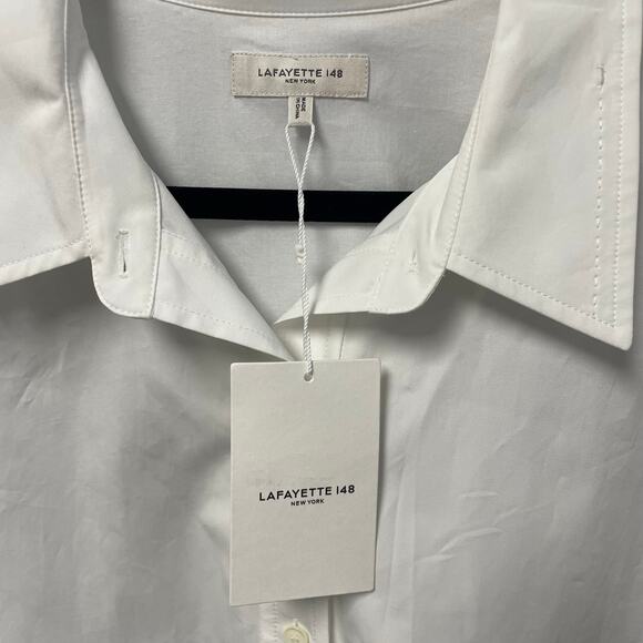 NWD Lafayette 148 White Button Up Wilkes Italian Sculpted Cotton Shirt Size XXL - Picture 7 of 9